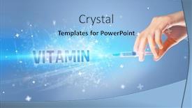  Presentation with injection - PPT theme with syringe-medical-injection-in-hand background and a light blue colored foreground