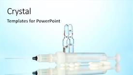  Presentation with medical pill medicine white blue - Colorful presentation enhanced with syringe monovet ampoules and pills backdrop and a  colored foreground