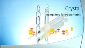  Presentation with syringe - Audience pleasing presentation consisting of syringe monovet ampoules and pills backdrop and a  colored foreground