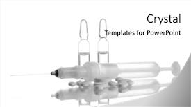  Presentation with capsules pills pill doctor prescription - Slides featuring syringe monovet ampoules and pills background and a  colored foreground