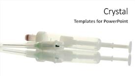  Presentation with syringe - Audience pleasing PPT theme consisting of syringe monovet isolated on white backdrop and a  colored foreground