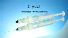  Presentation with ental syringe - Theme featuring syringe monovet on blue background background and a  colored foreground