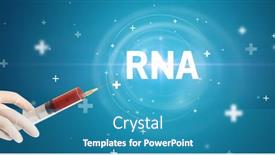  Presentation with rna - PPT theme consisting of syringe-needle-with-virus-vaccine background and a teal colored foreground