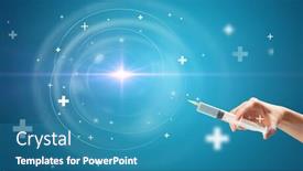  Presentation with needle - PPT theme with syringe-needle-with-virus-vaccine background and a teal colored foreground