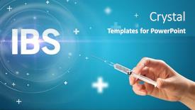  Presentation with needle - PPT theme having syringe-needle-with-virus-vaccine background and a teal colored foreground