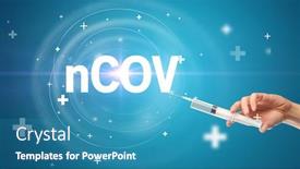  Presentation with vaccine - Slides having syringe-needle-with-virus-vaccine background and a teal colored foreground