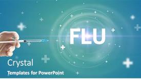  Presentation with flu virus - Beautiful presentation theme featuring syringe-needle-with-virus-vaccine backdrop and a teal colored foreground