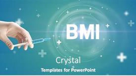  Presentation with needle - Colorful presentation design enhanced with syringe-needle-with-virus-vaccine backdrop and a teal colored foreground