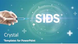  Presentation with needle - PPT theme consisting of syringe-needle-with-virus-vaccine background and a teal colored foreground