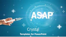  Presentation with needle - Beautiful presentation theme featuring syringe-needle-with-virus-vaccine backdrop and a teal colored foreground