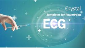  Presentation with needle - Beautiful presentation theme featuring syringe-needle-with-virus-vaccine backdrop and a teal colored foreground