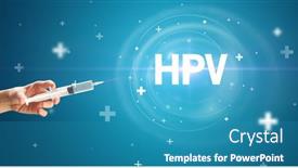  Presentation with virus hpv - Slide deck consisting of syringe-needle-with-virus-vaccine background and a teal colored foreground