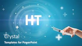  Presentation with needle - Presentation design featuring syringe-needle-with-virus-vaccine background and a teal colored foreground