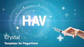  Presentation with vaccine - Beautiful presentation design featuring syringe-needle-with-virus-vaccine backdrop and a teal colored foreground