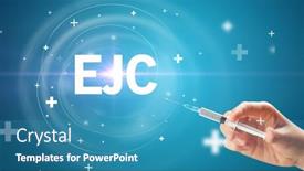  Presentation with needle - PPT theme consisting of syringe-needle-with-virus-vaccine background and a teal colored foreground