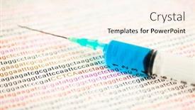  Presentation with syringe - Cool new PPT layouts with woman working on laptop computer backdrop and a light gray colored foreground.