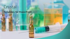  Presentation with drugs - Presentation theme featuring syringe-with-ampules-of-drugs background and a light blue colored foreground