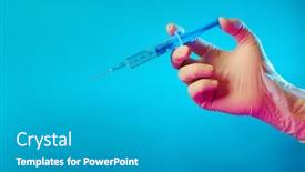  Presentation with vaccine - Colorful PPT layouts enhanced with syringe-with-flu-vaccine-hand backdrop and a light gray colored foreground