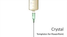 Presentation with ental syringe - Presentation theme having urological drug - syringe with liquid on white background and a white colored foreground