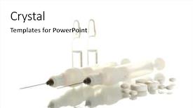  Presentation with capsules pills pill doctor prescription - Slide deck with syringes monovet ampoules and pills background and a white colored foreground