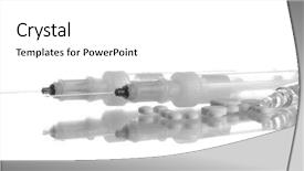  Presentation with chemistry white pills - Slide deck with syringes monovet and pills isolated background and a  colored foreground