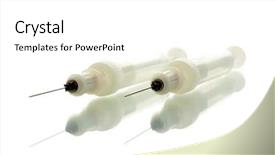  Presentation with blank whiteboard isolated on white - Cool new theme with syringes monovet isolated on white backdrop and a  colored foreground