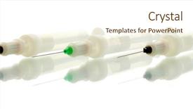  Presentation with of fireball isolated - Audience pleasing presentation consisting of syringes monovet isolated on white backdrop and a  colored foreground