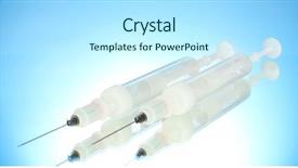  Presentation with blue - Slide deck featuring syringes monovet on blue background background and a  colored foreground