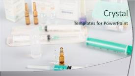  Presentation with drug - PPT theme with syringes with ampules of drugs background and a sky blue colored foreground