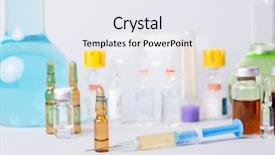  Presentation with drugs - Slides enhanced with syringes with ampules of drugs background and a sky blue colored foreground