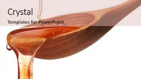  Presentation with syrup - Presentation design featuring syrup - honey dripping from a wooden background and a coral colored foreground