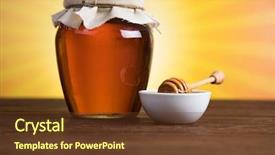  Presentation with honey - Beautiful slide deck featuring syrup botttle - flower sweet honey backdrop and a tawny brown colored foreground