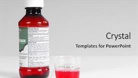  Presentation with medicine syrup - PPT layouts featuring syrup drugs - cough medicine bottle and warning background and a light gray colored foreground