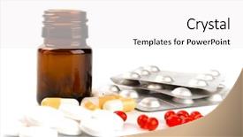  Presentation with syrup - Colorful slides enhanced with syrup drugs - different pills closeup on white backdrop and a white colored foreground