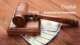  Presentation with banknotes - Audience pleasing slide deck consisting of refund system - judge's gavel and dollar banknotes backdrop and a coral colored foreground