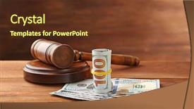  Presentation with gavel - PPT theme with refund system - money and judge's gavel background and a tawny brown colored foreground