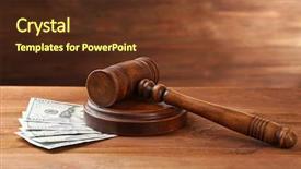  Presentation with judge gavel or law mallet - Audience pleasing PPT theme consisting of refund system - money and judge's gavel backdrop and a tawny brown colored foreground