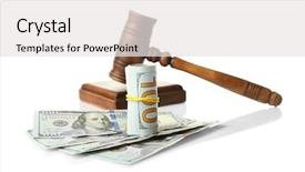  Presentation with judge gavel or law mallet - PPT theme with refund system - money and judge's gavel background and a  colored foreground