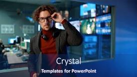  Presentation with server administrator - PPT layouts enhanced with system-administrator-in-eyeglasses background and a ocean colored foreground