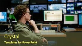  Presentation with server administrator - PPT theme consisting of system-administrator-sitting-in-chair background and a tawny brown colored foreground