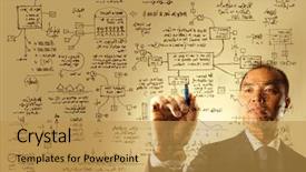  Presentation with logistics - Audience pleasing theme consisting of system analysis - asian businessman drawing logistics illustration backdrop and a gold colored foreground