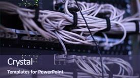  Presentation with data cabling - PPT layouts featuring system cluster network - optical cables connected background and a violet colored foreground