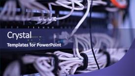  Presentation with server room - Amazing PPT layouts having system cluster network - optical cables connected backdrop and a navy blue colored foreground