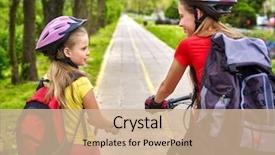  Presentation with cycling - Amazing PPT theme having system cycle - girls children cycling on yellow backdrop and a soft green colored foreground