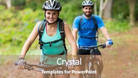  Presentation with free cycling - Beautiful presentation theme featuring system cycle - smiling athletic couple cycling backdrop and a coral colored foreground