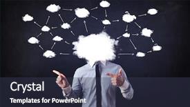  Presentation with systems - Presentation design having systems thinking - business man with cloud network background and a tawny brown colored foreground