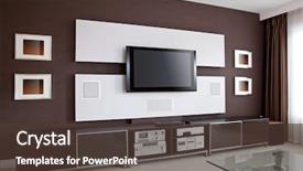  Presentation with apartment - Theme with modern home theater room interior background and a violet colored foreground