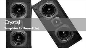  Presentation with speakers - Beautiful slide set featuring system dynamics - black hi-fi sound speakers backdrop and a  colored foreground