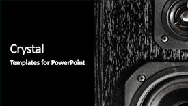 Presentation with speakers - Presentation design enhanced with system dynamics - black hi-fi sound speakers background and a  colored foreground