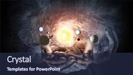  Presentation with planets - PPT layouts having system of planets mixed media background and a navy blue colored foreground